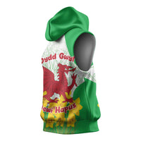Saint David’s Day Welsh Dragon Sleeveless Hoodie Dydd Gwyl Dewi Hapus - Wonder Print Shop