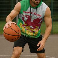 Saint David’s Day Welsh Dragon Sleeveless Hoodie Dydd Gwyl Dewi Hapus - Wonder Print Shop