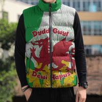 Saint David’s Day Welsh Dragon Sleeveless Puffer Jacket Dydd Gwyl Dewi Hapus - Wonder Print Shop
