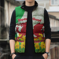 Saint David’s Day Welsh Dragon Sleeveless Puffer Jacket Dydd Gwyl Dewi Hapus - Wonder Print Shop