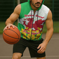 Saint David’s Day Welsh Dragon Sleeveless Zip Hoodie Dydd Gwyl Dewi Hapus - Wonder Print Shop
