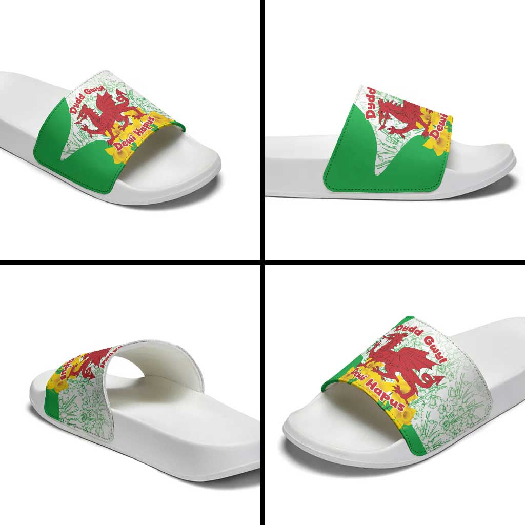 Saint David’s Day Welsh Dragon Slide Sandals Dydd Gwyl Dewi Hapus - Wonder Print Shop