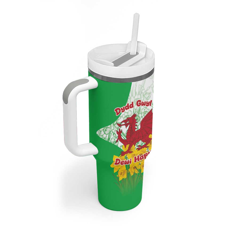 Saint David’s Day Welsh Dragon Tumbler With Handle Dydd Gwyl Dewi Hapus - Wonder Print Shop