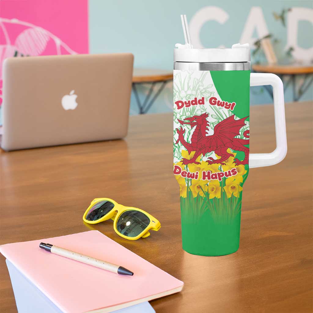 Saint David’s Day Welsh Dragon Tumbler With Handle Dydd Gwyl Dewi Hapus - Wonder Print Shop