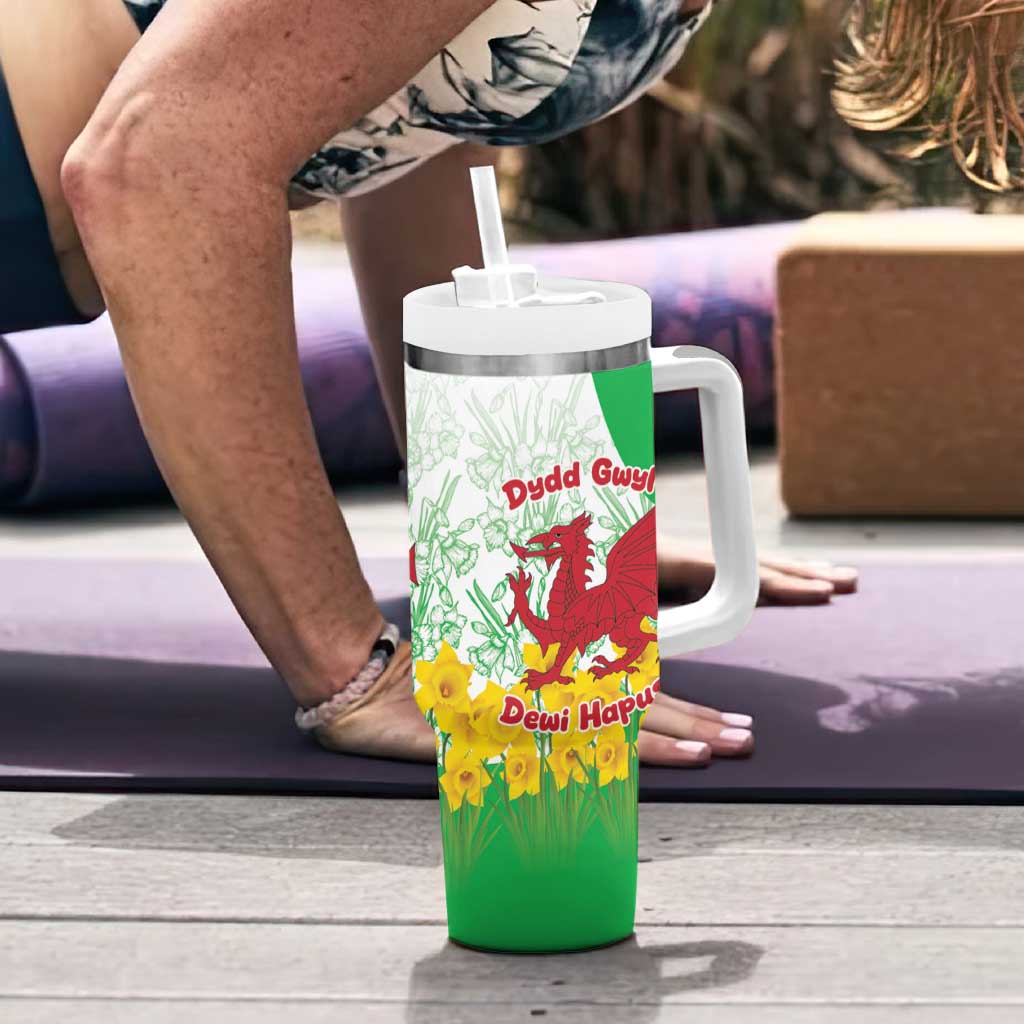 Saint David’s Day Welsh Dragon Tumbler With Handle Dydd Gwyl Dewi Hapus - Wonder Print Shop