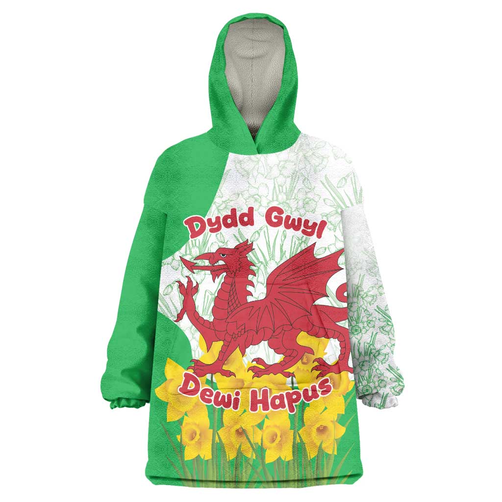 Saint David’s Day Welsh Dragon Wearable Blanket Hoodie Dydd Gwyl Dewi Hapus - Wonder Print Shop