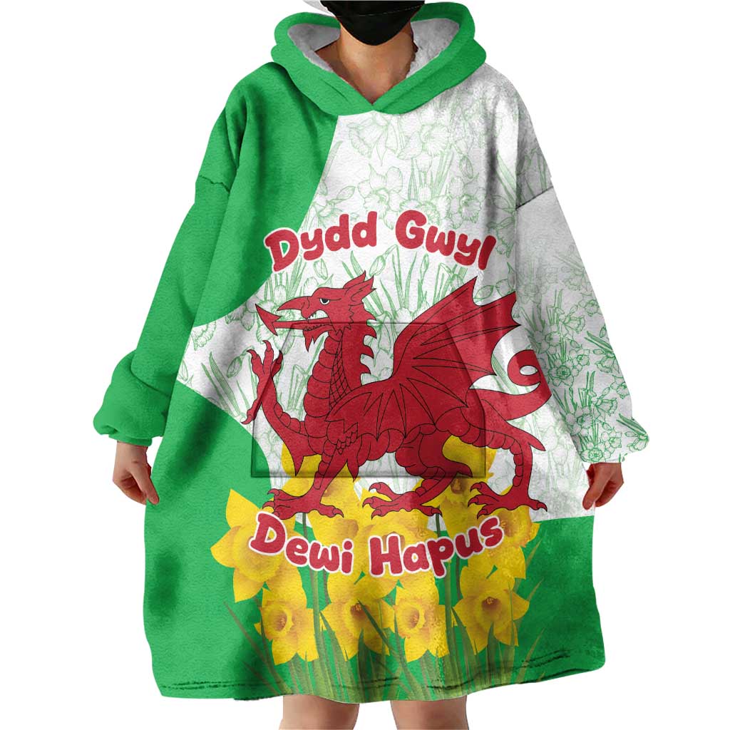 Saint David’s Day Welsh Dragon Wearable Blanket Hoodie Dydd Gwyl Dewi Hapus - Wonder Print Shop