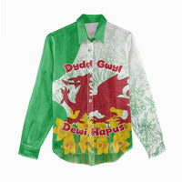 Saint David’s Day Welsh Dragon Women Casual Shirt Dydd Gwyl Dewi Hapus - Wonder Print Shop