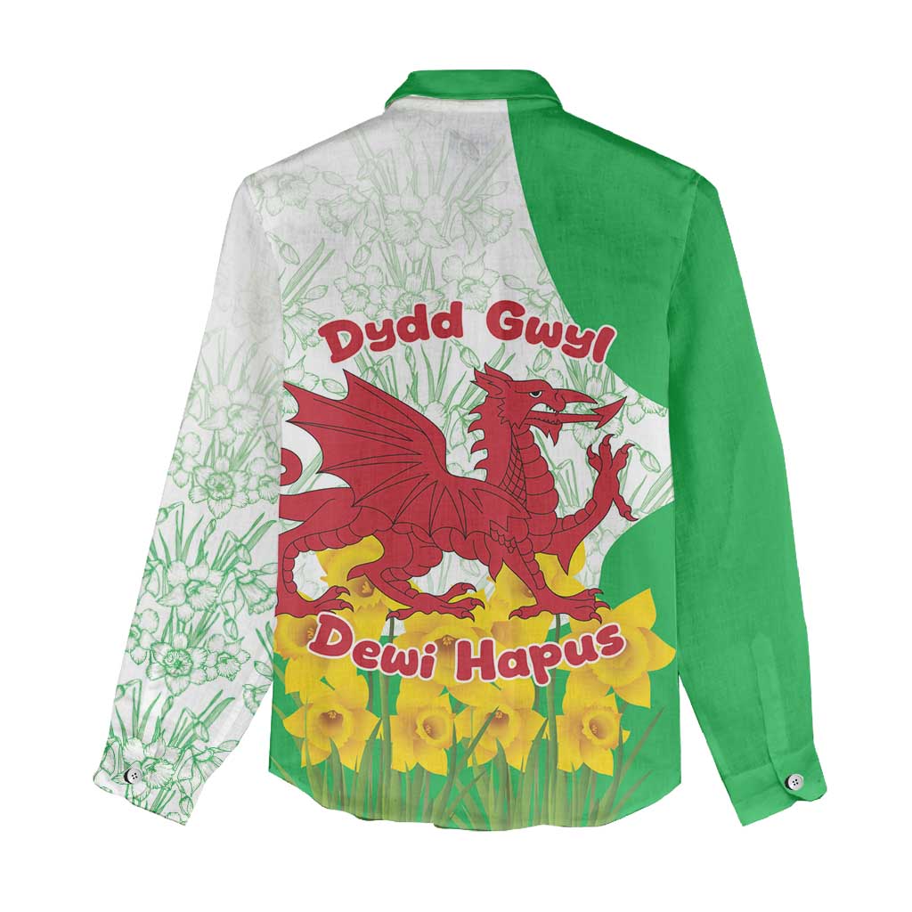Saint David’s Day Welsh Dragon Women Casual Shirt Dydd Gwyl Dewi Hapus - Wonder Print Shop