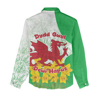 Saint David’s Day Welsh Dragon Women Casual Shirt Dydd Gwyl Dewi Hapus - Wonder Print Shop