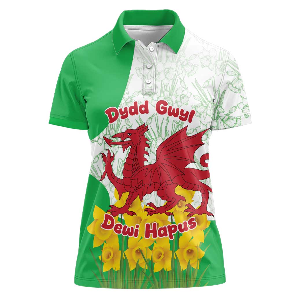Saint David’s Day Welsh Dragon Women Polo Shirt Dydd Gwyl Dewi Hapus - Wonder Print Shop