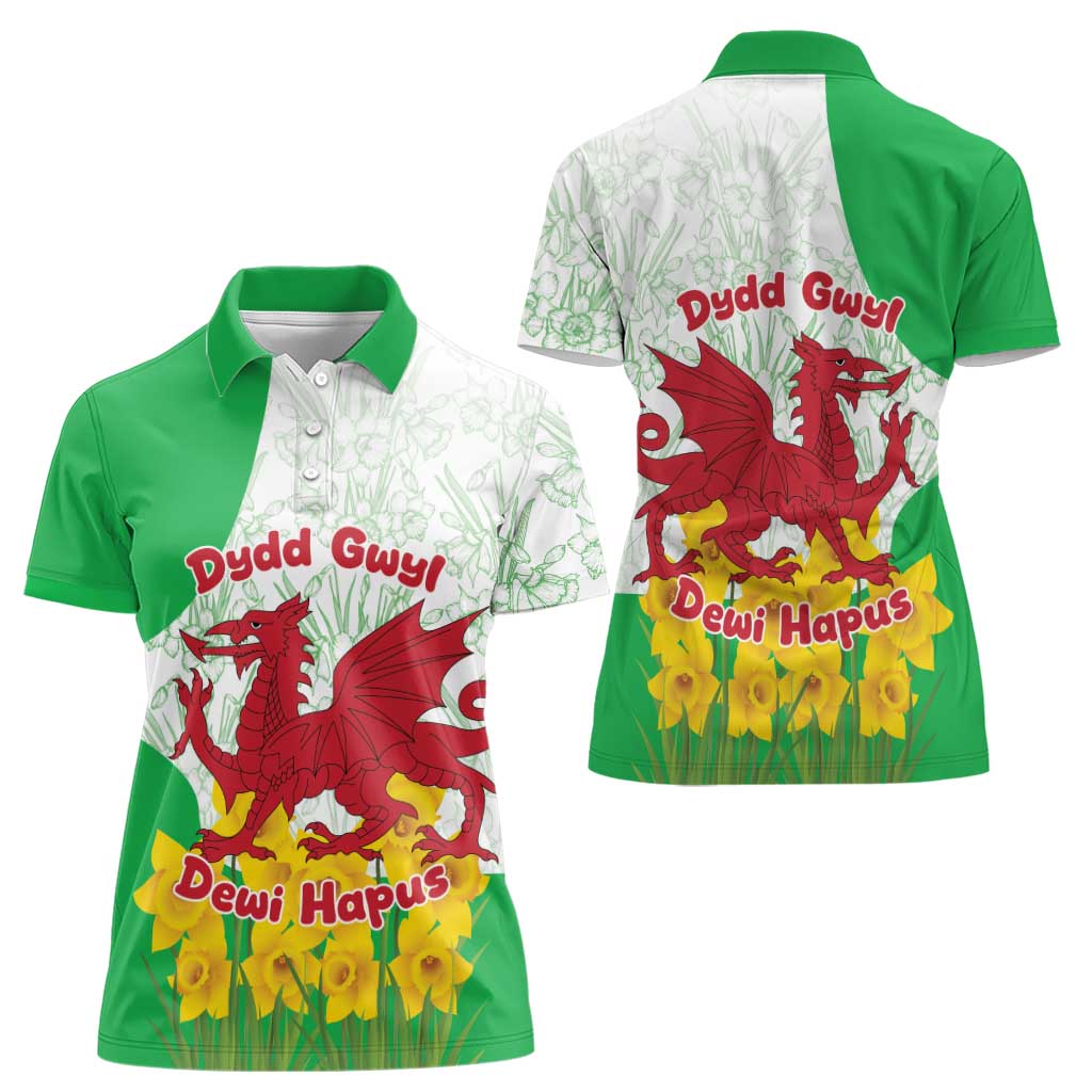 Saint David’s Day Welsh Dragon Women Polo Shirt Dydd Gwyl Dewi Hapus - Wonder Print Shop