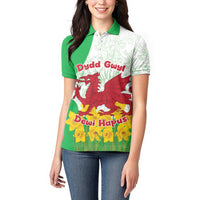 Saint David’s Day Welsh Dragon Women Polo Shirt Dydd Gwyl Dewi Hapus - Wonder Print Shop