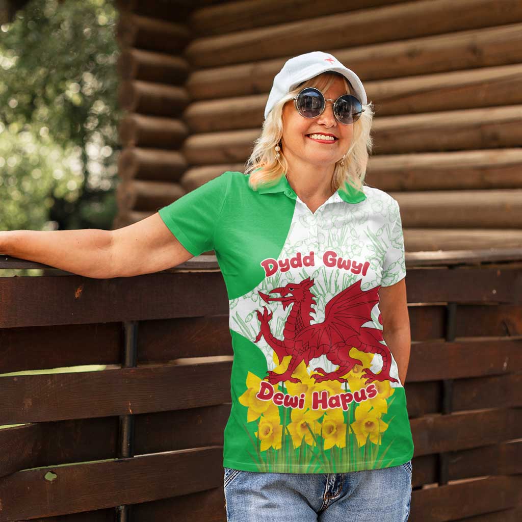 Saint David’s Day Welsh Dragon Women Polo Shirt Dydd Gwyl Dewi Hapus - Wonder Print Shop