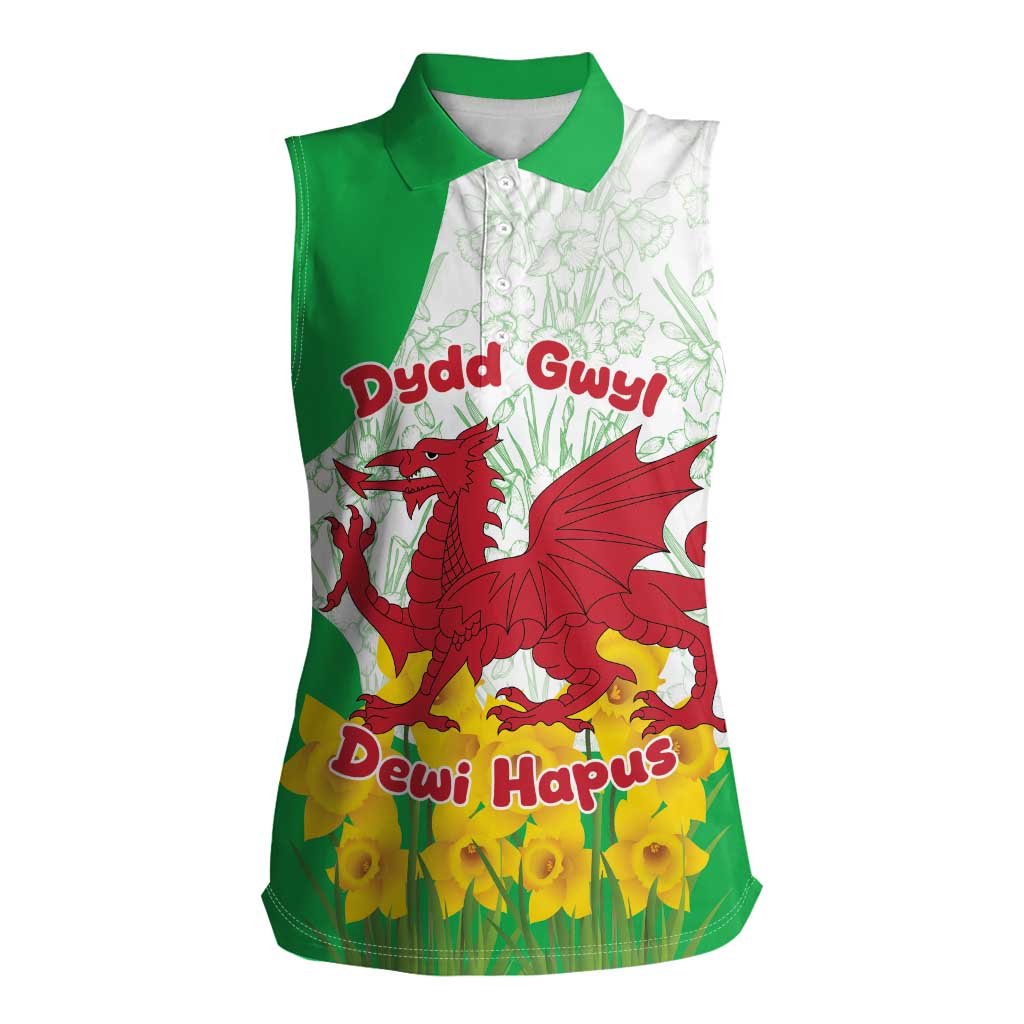 Saint David’s Day Welsh Dragon Women Sleeveless Polo Shirt Dydd Gwyl Dewi Hapus - Wonder Print Shop