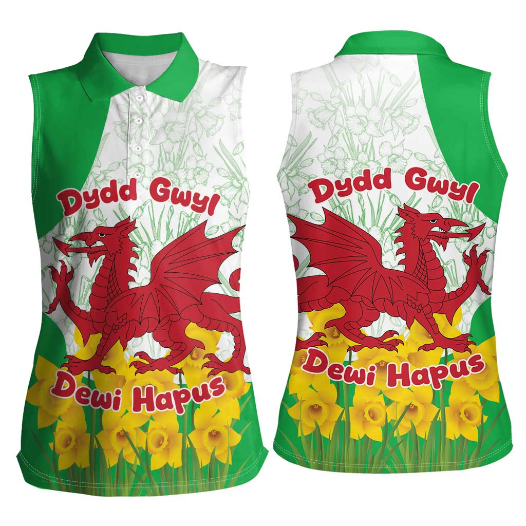Saint David’s Day Welsh Dragon Women Sleeveless Polo Shirt Dydd Gwyl Dewi Hapus - Wonder Print Shop