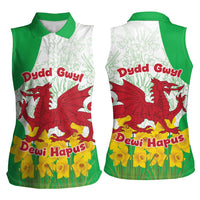 Saint David’s Day Welsh Dragon Women Sleeveless Polo Shirt Dydd Gwyl Dewi Hapus - Wonder Print Shop