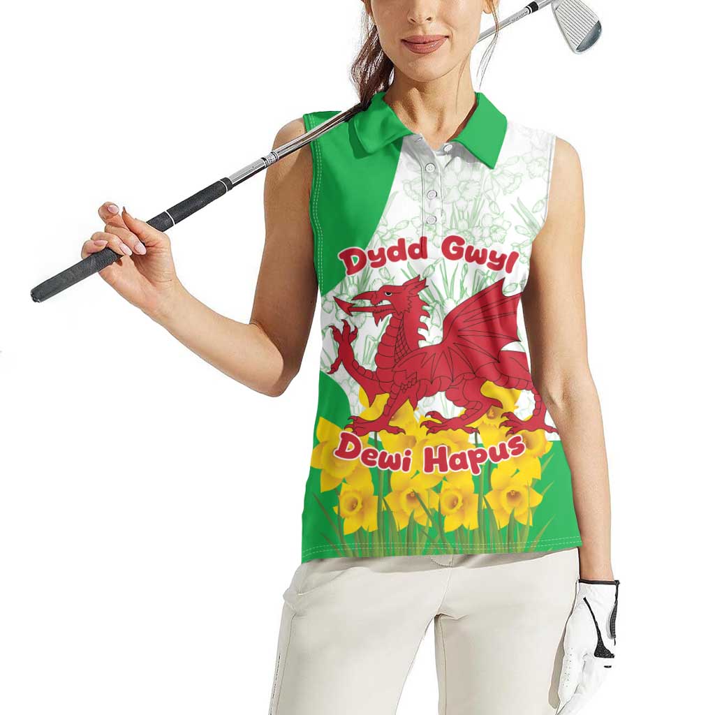 Saint David’s Day Welsh Dragon Women Sleeveless Polo Shirt Dydd Gwyl Dewi Hapus - Wonder Print Shop