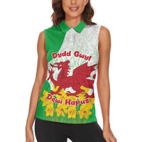 Saint David’s Day Welsh Dragon Women Sleeveless Polo Shirt Dydd Gwyl Dewi Hapus - Wonder Print Shop