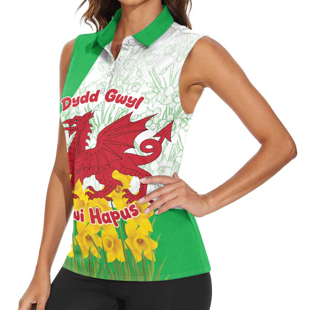 Saint David’s Day Welsh Dragon Women Sleeveless Polo Shirt Dydd Gwyl Dewi Hapus - Wonder Print Shop
