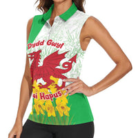 Saint David’s Day Welsh Dragon Women Sleeveless Polo Shirt Dydd Gwyl Dewi Hapus - Wonder Print Shop
