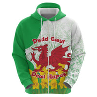 Saint David’s Day Welsh Dragon Zip Hoodie Dydd Gwyl Dewi Hapus - Wonder Print Shop