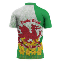 Saint David’s Day Welsh Dragon Zipper Polo Shirt Dydd Gwyl Dewi Hapus - Wonder Print Shop