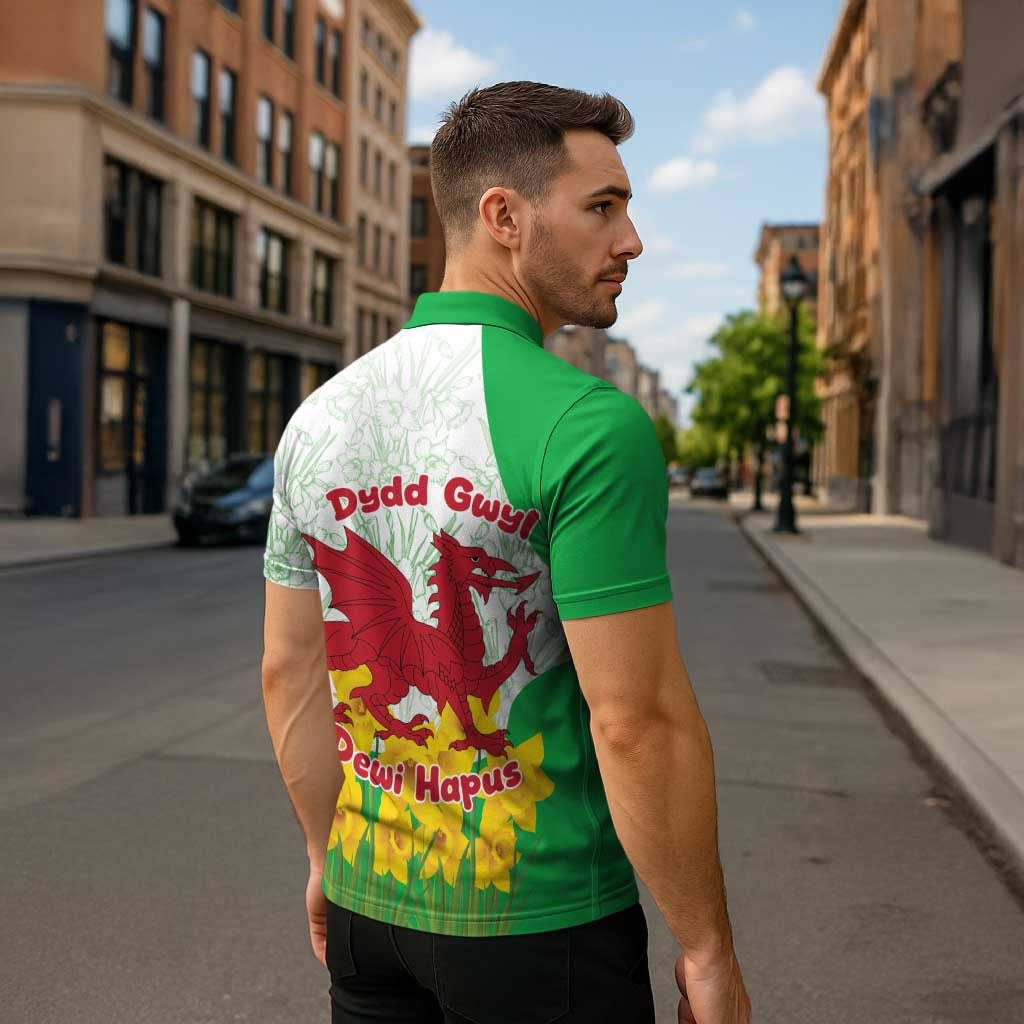 Saint David’s Day Welsh Dragon Zipper Polo Shirt Dydd Gwyl Dewi Hapus - Wonder Print Shop