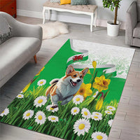 Wales Corgi Daffodil Area Rug Playful Welsh Dog - Wonder Print Shop