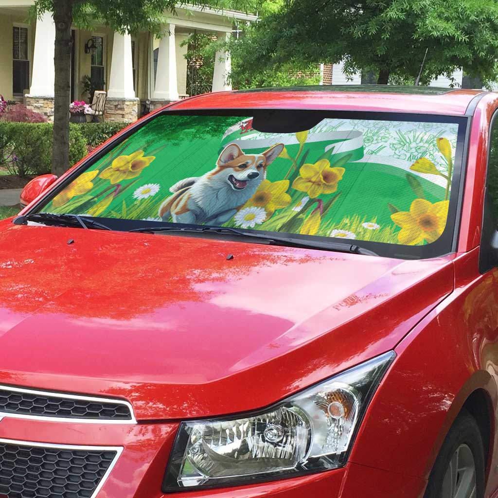Wales Corgi Daffodil Auto Sun Shade Playful Welsh Dog - Wonder Print Shop