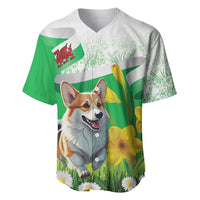 Wales Corgi Daffodil Baseball Jersey Playful Welsh Dog - Wonder Print Shop