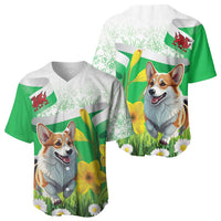 Wales Corgi Daffodil Baseball Jersey Playful Welsh Dog - Wonder Print Shop