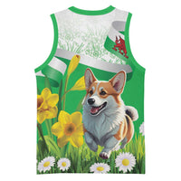 Wales Corgi Daffodil Basketball Jersey Playful Welsh Dog - Wonder Print Shop