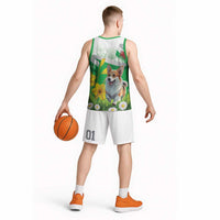 Wales Corgi Daffodil Basketball Jersey Playful Welsh Dog - Wonder Print Shop