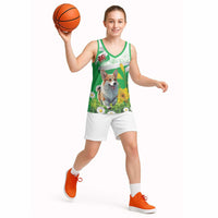 Wales Corgi Daffodil Basketball Jersey Playful Welsh Dog - Wonder Print Shop