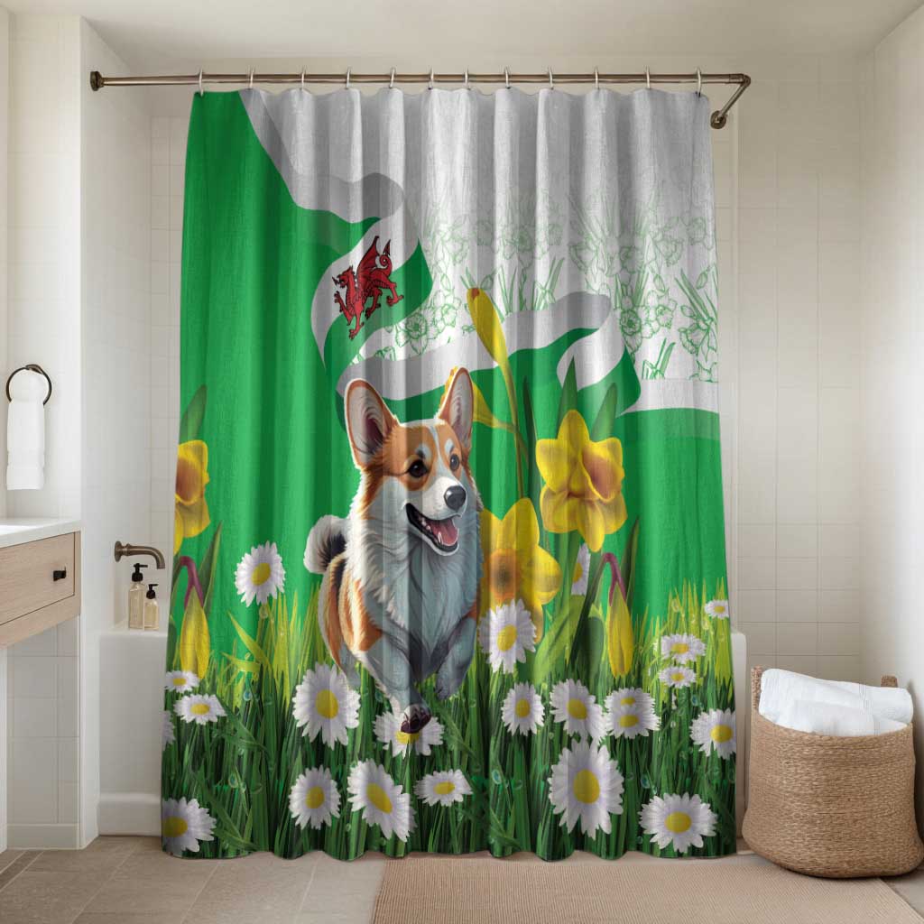 Wales Corgi Daffodil Bathroom Set Playful Welsh Dog - Wonder Print Shop