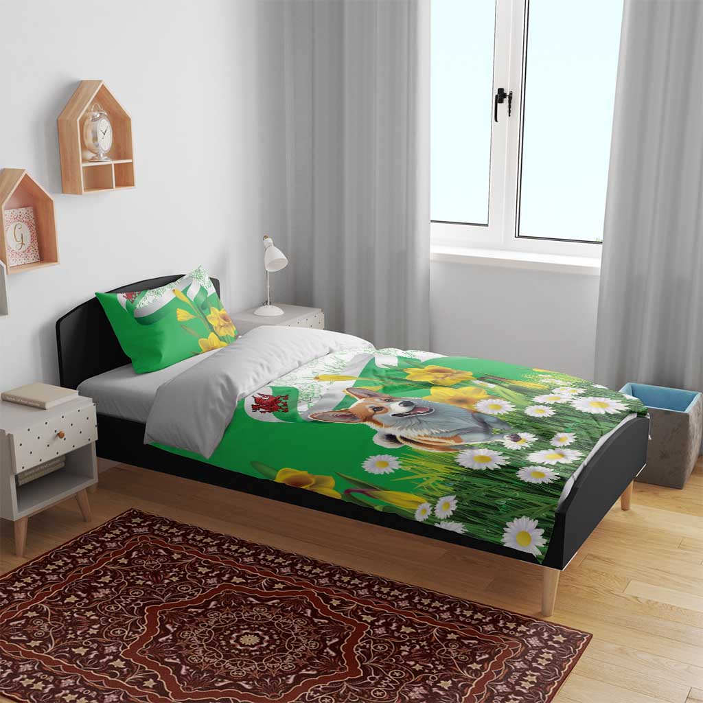 Wales Corgi Daffodil Bedding Set Playful Welsh Dog - Wonder Print Shop