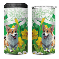 Wales Corgi Daffodil 4 in 1 Can Cooler Tumbler Playful Welsh Dog - Wonder Print Shop