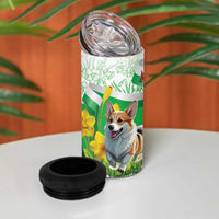 Wales Corgi Daffodil 4 in 1 Can Cooler Tumbler Playful Welsh Dog - Wonder Print Shop