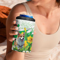 Wales Corgi Daffodil 4 in 1 Can Cooler Tumbler Playful Welsh Dog - Wonder Print Shop