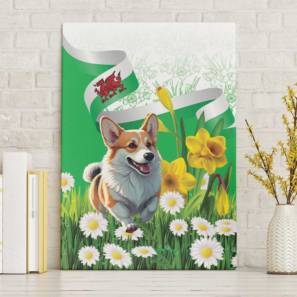 Wales Corgi Daffodil Canvas Wall Art Playful Welsh Dog - Wonder Print Shop