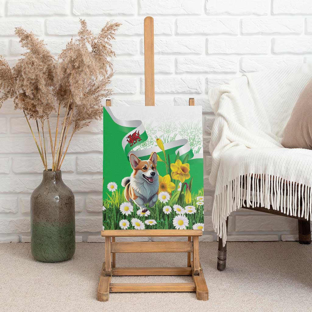 Wales Corgi Daffodil Canvas Wall Art Playful Welsh Dog - Wonder Print Shop