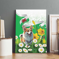 Wales Corgi Daffodil Canvas Wall Art Playful Welsh Dog - Wonder Print Shop
