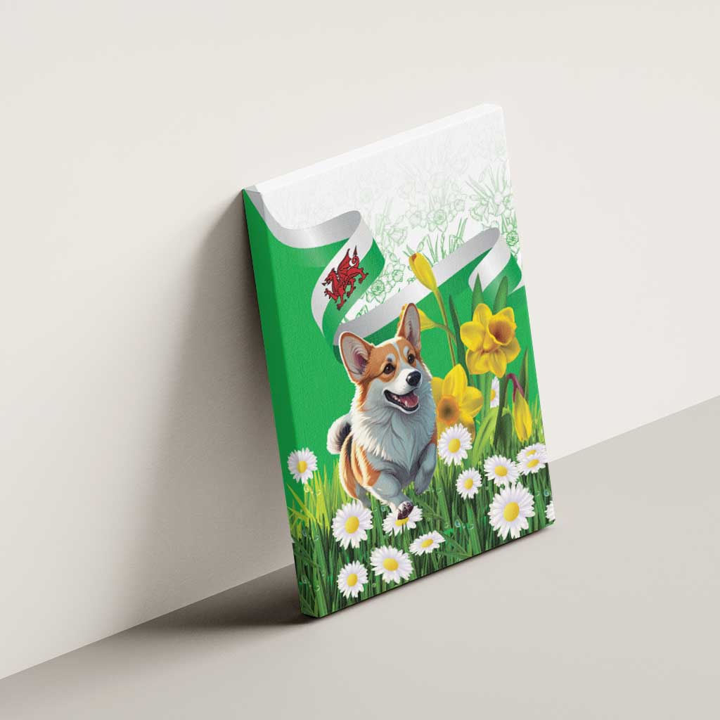 Wales Corgi Daffodil Canvas Wall Art Playful Welsh Dog - Wonder Print Shop
