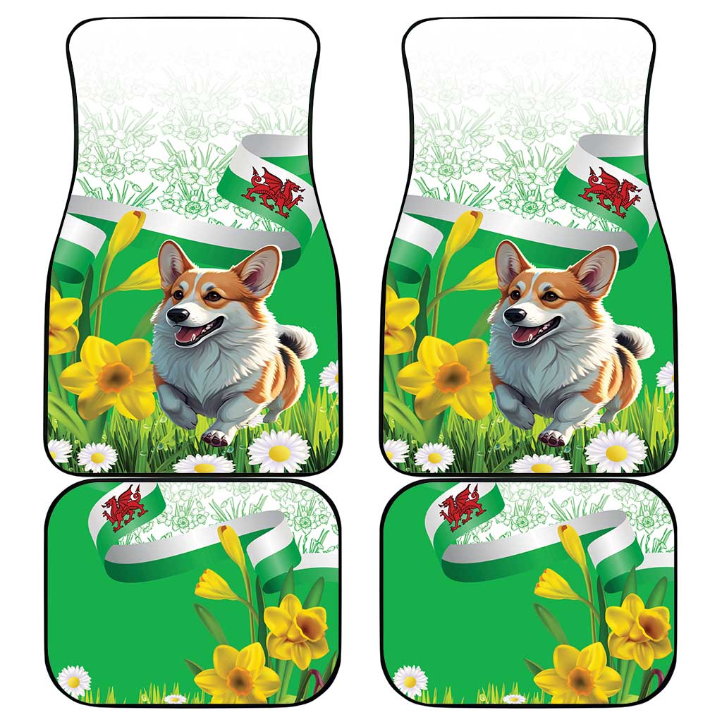 Wales Corgi Daffodil Car Mats Playful Welsh Dog - Wonder Print Shop
