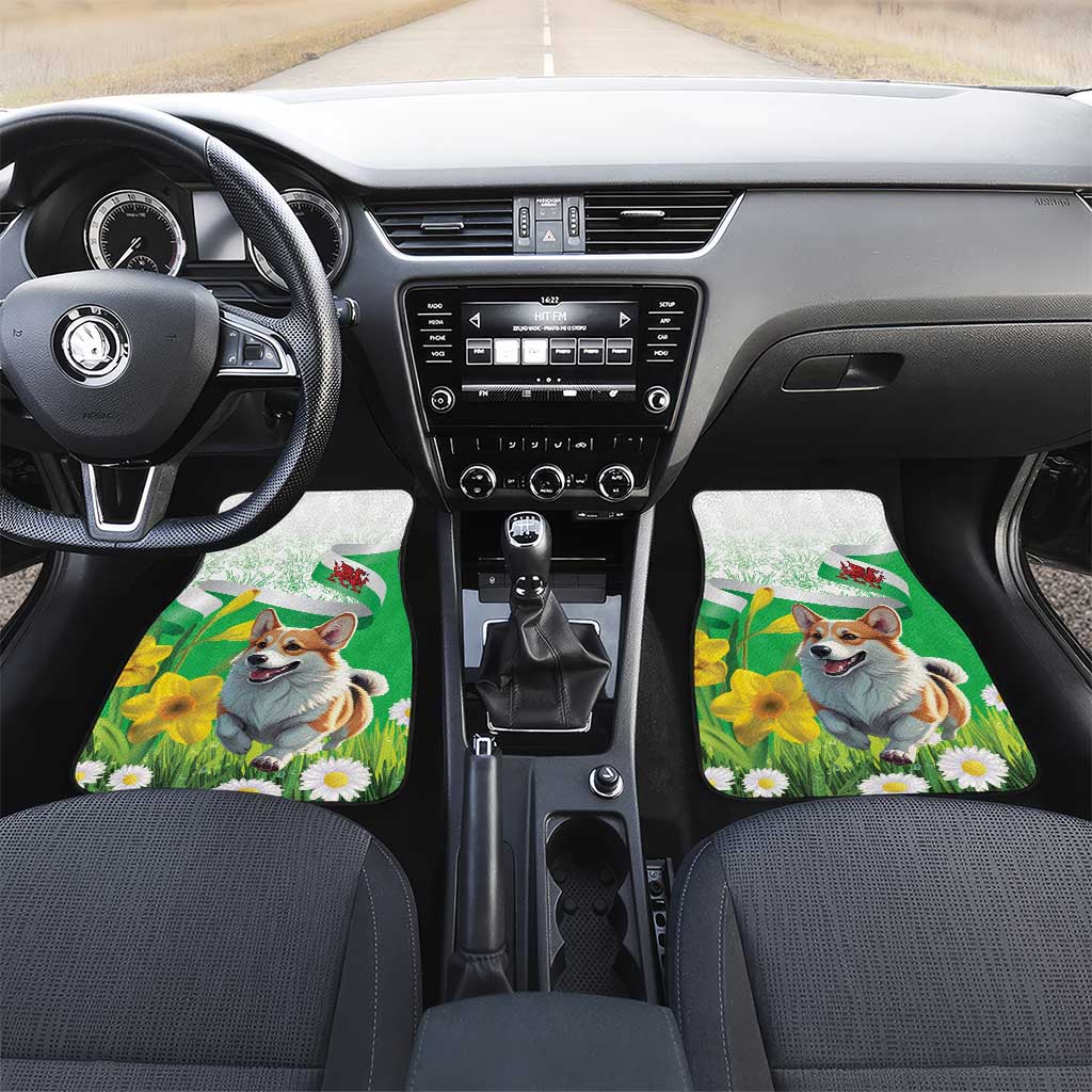 Wales Corgi Daffodil Car Mats Playful Welsh Dog - Wonder Print Shop