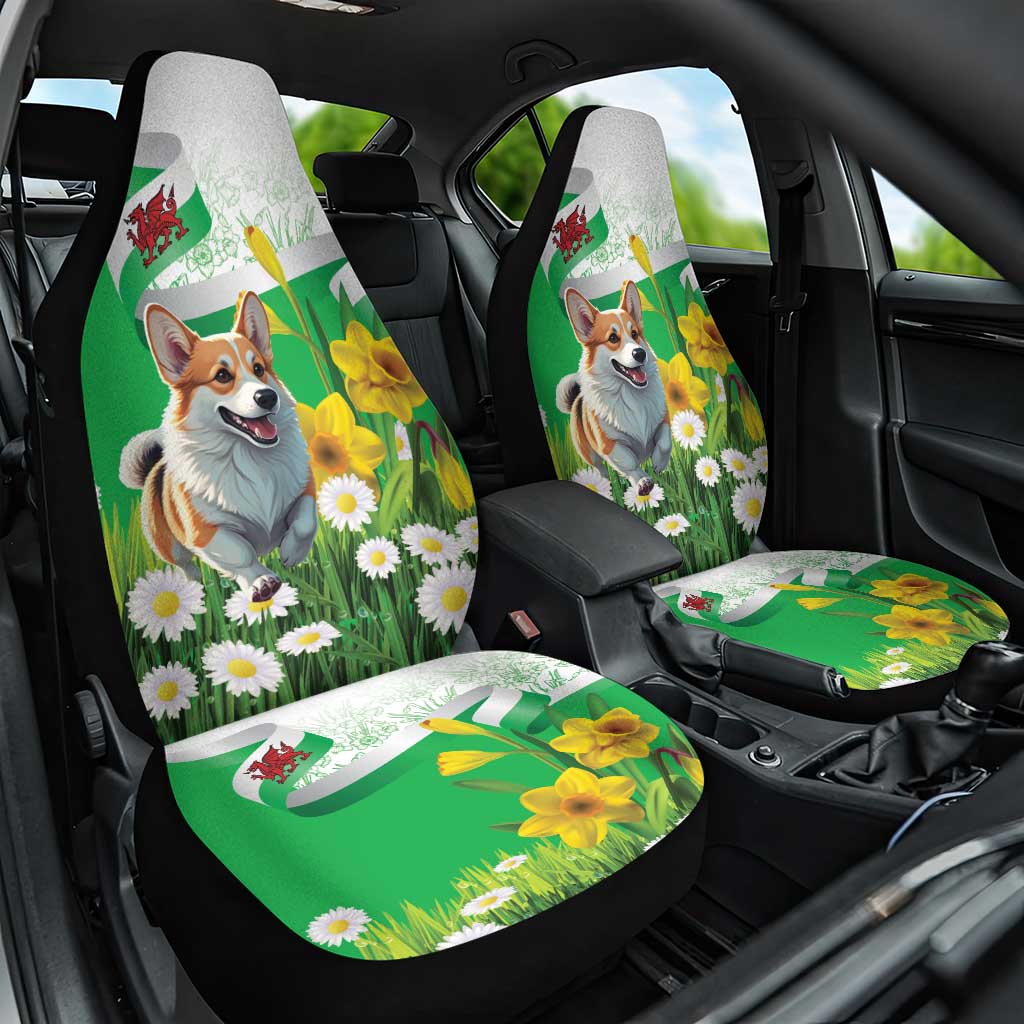 Wales Corgi Daffodil Car Seat Cover Playful Welsh Dog - Wonder Print Shop