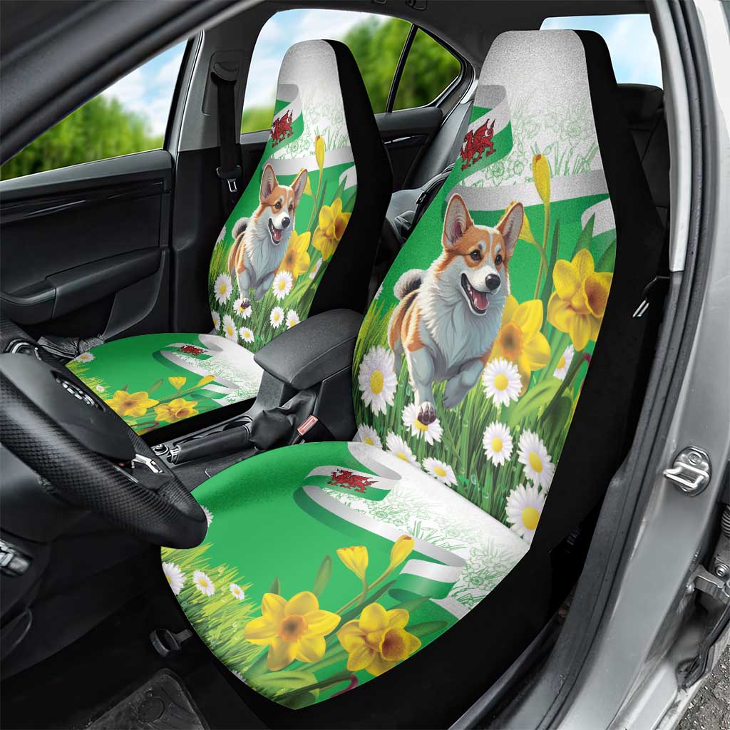 Wales Corgi Daffodil Car Seat Cover Playful Welsh Dog - Wonder Print Shop