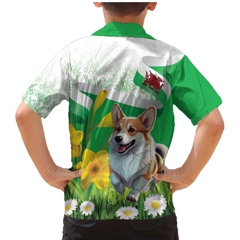 Wales Corgi Daffodil Family Matching Mermaid Dress and Hawaiian Shirt Playful Welsh Dog - Wonder Print Shop