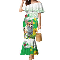 Wales Corgi Daffodil Family Matching Mermaid Dress and Hawaiian Shirt Playful Welsh Dog - Wonder Print Shop